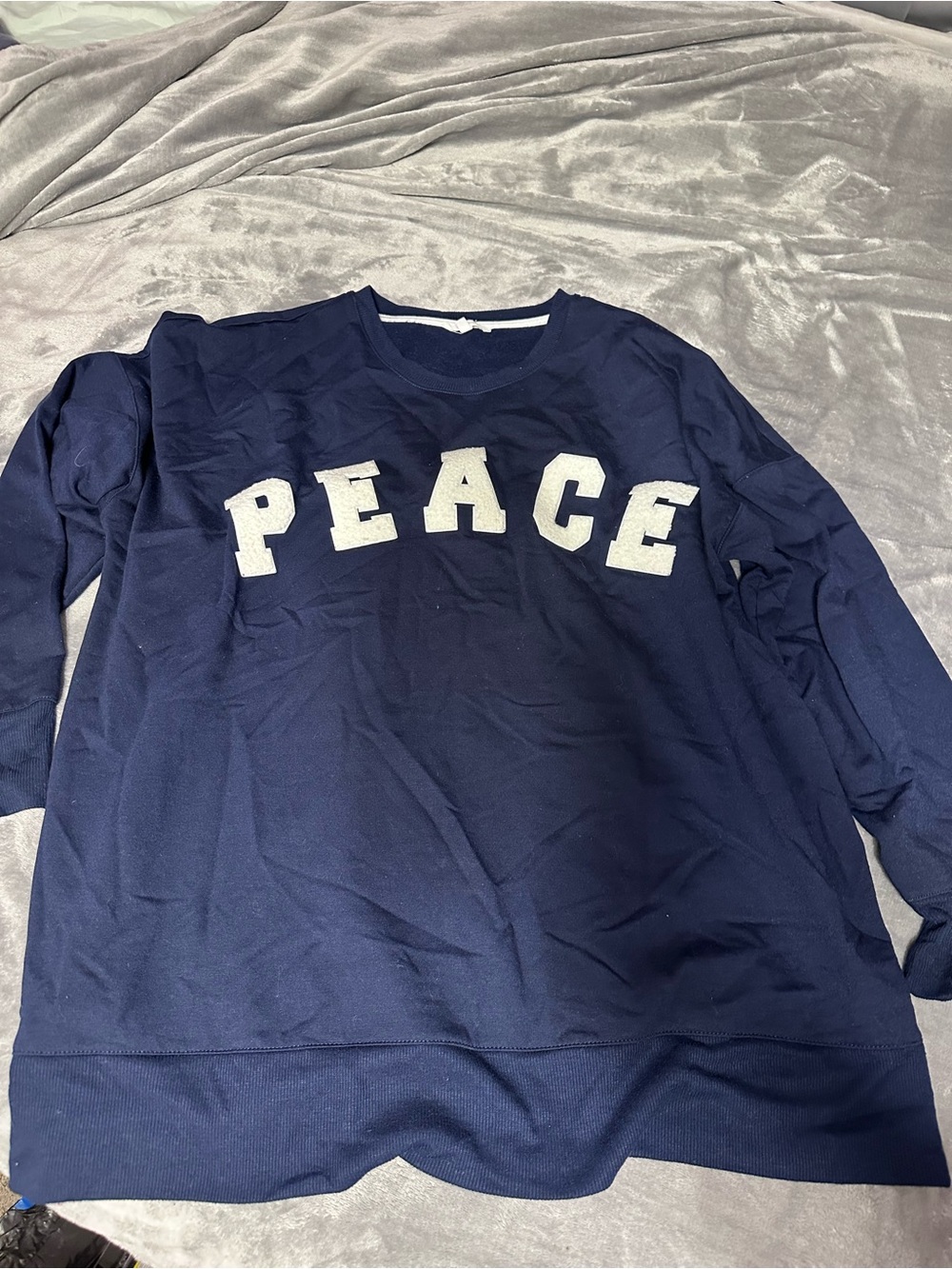 Maurices Navy Blue 'PEACE' Pullover Sweatshirt